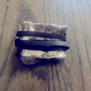 Uno de 50 Ibiza Silver & Leather Cuff